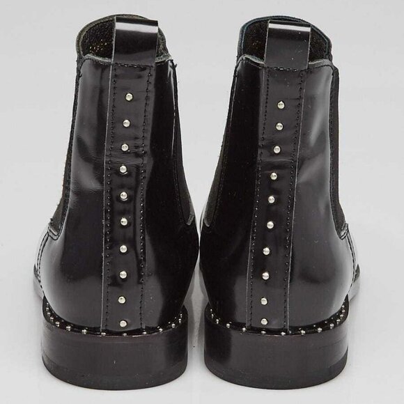 Yves Saint Laurent Black Leather Studded Ankle Boots Size 5.5/36 - Picture 4 of 4